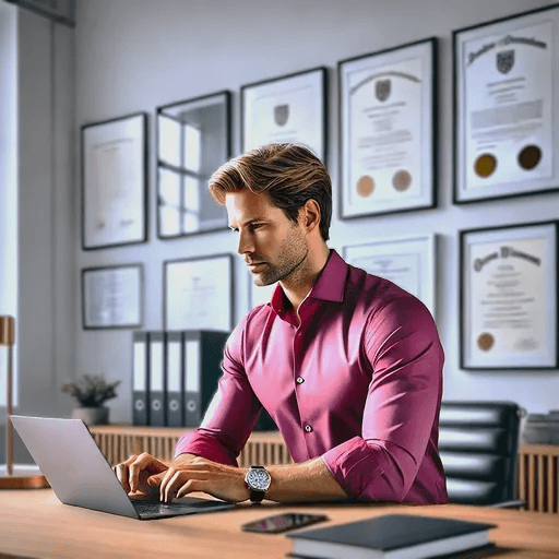 Man sitting at a desk with a laptop